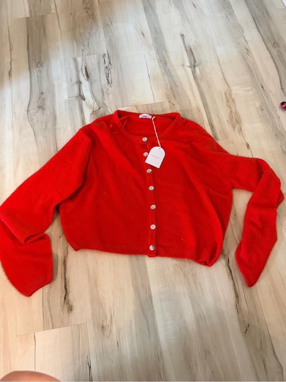 Song of Style Vibrant Red Cropped Button Cardigan